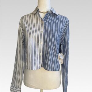 Striped Blue and White Women's Blouse size XS BRAND NEW